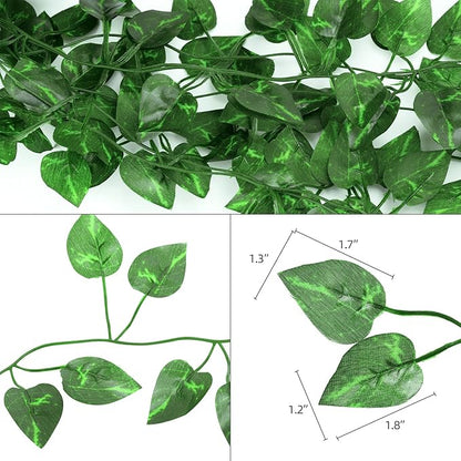 Tbestmax 473 Feet 72 Pack Artificial Ivy Leaf Plants, Green Vine Leaves, Greenery Hanging Garland, Fake Foliage Flowers for Home Kitchen Garden Office Wedding Wall Decor