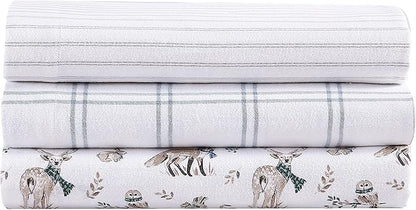 Eddie Bauer - Twin Sheets, Cotton Flannel Bedding Set, Brushed For Extra Softness, Cozy Home Decor (Woodland Friends, Twin)