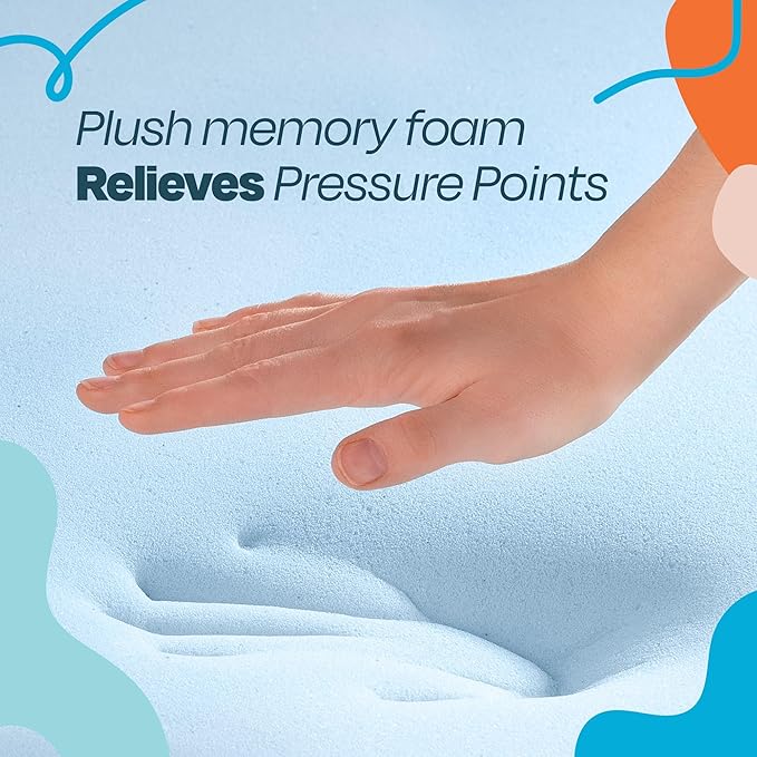 Linenspa Memory Foam Mattress Topper - 2 Inch Gel Infused Memory Foam - Plush Feel - Cooling and Pressure Relieving - CertiPUR Certified - Dorm Room Essentials - Small Twin Size