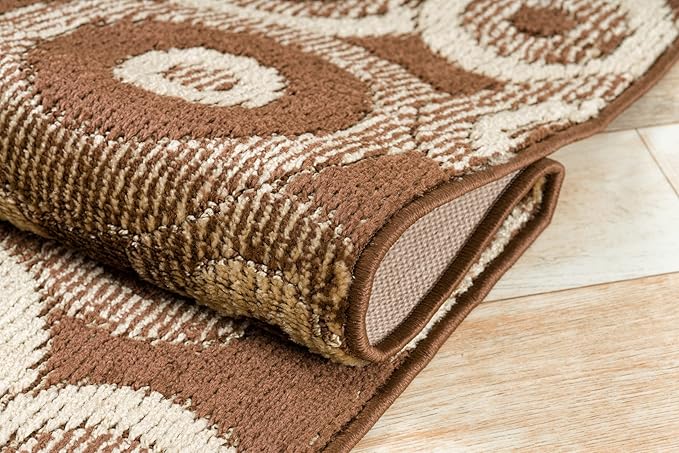 Custom Length Cut to Size Modern Farmhouse Carpet Runner Rug for Hallways, Non Slip Rubber Backed, 31 inch Wide X Customized Length, Geo Brown, 31 inch X 16 feet
