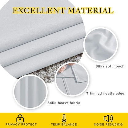 NICETOWN Room Darkening Curtains for Living Room - Easy Care Solid Thermal Insulated Grommet Curtains/Drapes for Bedroom (2 Panels, 66 by 90, Greyish White)