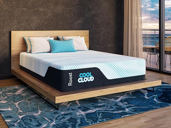 ROOST SLEEP Memory Foam Mattress, 12-Inch King – Cool Cloud Gel Foam Bed with Plush Pressure Relief and Supportive Comfort – Cooling Sleep Surface for Deeper Rest
