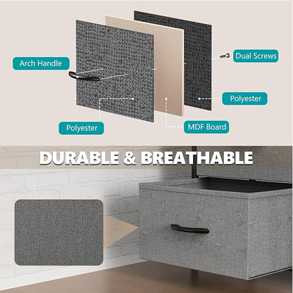 OLIXIS Dresser for Bedroom, 8 Storage Fabric Drawers, Metal Frame and Wooden Top, Tall Storage Drawer Dresser for Closet with Easy Pull Handles for Living Room, Entryway, Small Space Grey