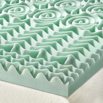 Mellow 1.5 Inch 5-Zone Memory Foam Mattress Topper, Calming Aloe Infusion, Dorm Essentials, Queen