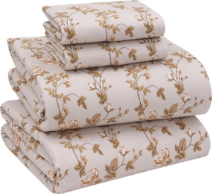 RUVANTI Flannel Sheets King Size - 100% Cotton Brushed King Size Sheets Set - Deep Pockets 16 Inches Bed Sheets - All Seasons Breathable & Extra Soft - Warm & Cozy, 4 Piece, Dazzale