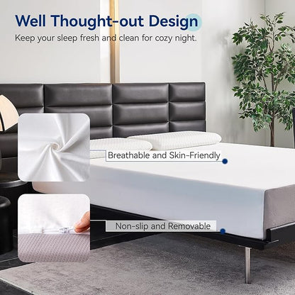 Amazon Basics Memory Foam Mattress, Soft Plush Feel, 10 Inch, Queen, White/Grey
