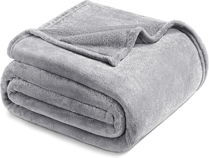 Exclusivo Mezcla Fleece Blanket Twin Size for Bed, Super Soft and Warm, All Season Use, Cozy, Plush, Lightweight, 90x66 Inches, Light Grey