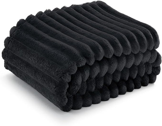 Bedsure GentleSoft Black Throw Blanket for Couch - Cozy Soft Blankets for Women, Cute Small Fleece Throws for Girls, 50x60 Inches