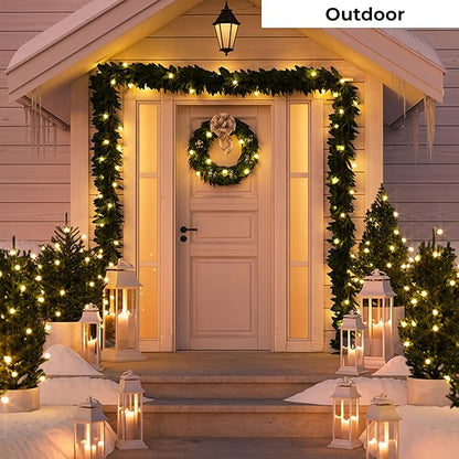 Christmas LED Lights 100 Warm White String Lights for Indoor and Outdoor Decorative Use, Holiday and Tree Decor, Patio Hanging Lighting Decorations, Green Wire, 26.9 Ft, UL Certified