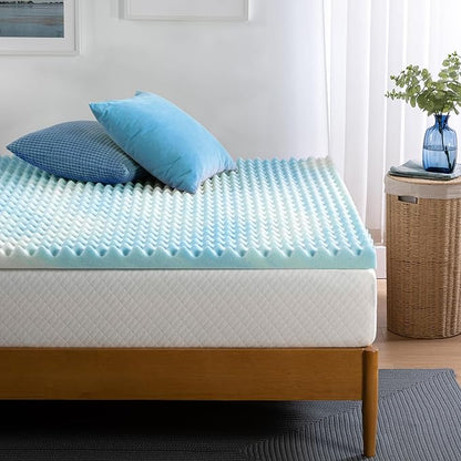 ZINUS 2 Inch Swirl Gel Cooling Memory Foam Mattress Topper, Smaller, More Convenient WonderBox Packaging, Cooling, Airflow Design, CertiPUR-US Certified, Full