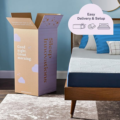 Sleep Innovations Marley Hybrid 10 Inch Cooling Gel Memory Foam and Innerspring Coil Mattress, Queen Size, Bed in a Box, Medium Firm Advanced Support