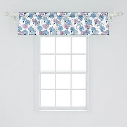 Ambesonne Flower Window Valance Pack of 2, Delicate Pastel Spring Trill Bindweeds, Rod Pocket Curtain Valances for Kitchen Bedroom, 42" X 12", Blue Grey Mauve