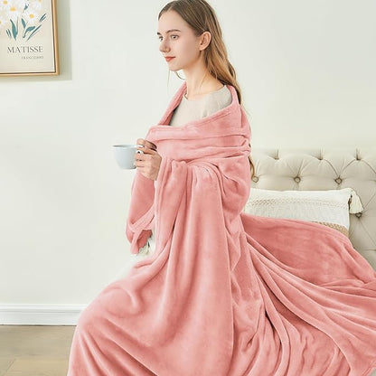 BEDELITE Fleece Blankets Queen Size Pink Throw Blankets for Bed, Luxury Plush Cozy Fuzzy Blanket 90x90 inches, Super Soft Warm Lightweight Throw Blanket All Seasons Suitable