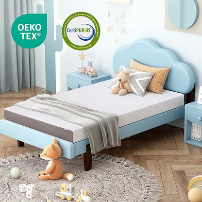 Amazon Basics Memory Foam Mattress, Soft Plush Feel, 6 Inch, Twin, White/Grey