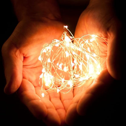 2 Sets 20 LEDs Warm White Color String Lights Silver Wire Indoor and Outdoor 6.5 Feet Firefly Starry Fairy Lights Battery Powered for DIY, Christmas, Holidays, Party, Bedroom and Centerpieces