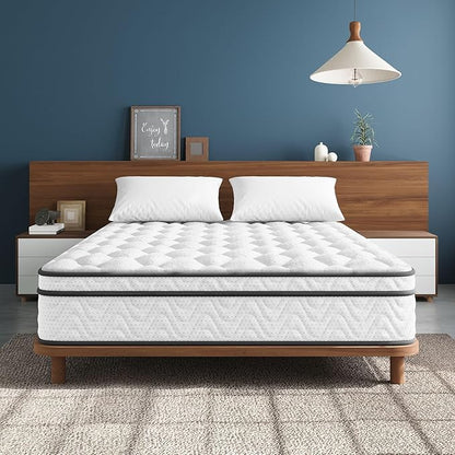 Vesgantti King Mattress 12 Inch, Fiberglass-Free | Cool Sleep Hybrid Mattress in a Box - Memory Foam & Pocket Springs, Ergonomic Design, Pressure Relief, Medium Firm Feel, 76"×80"×12"
