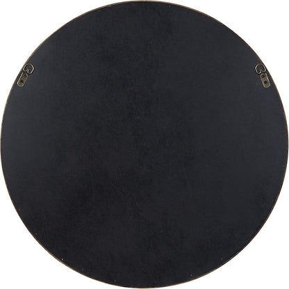 Kate and Laurel Pao Midcentury Modern Round Wood Wall Mirror; 28 Inch Diameter; Walnut; Decorative Circle Mirror with Warm Wood Finish for Robust Wall Decor