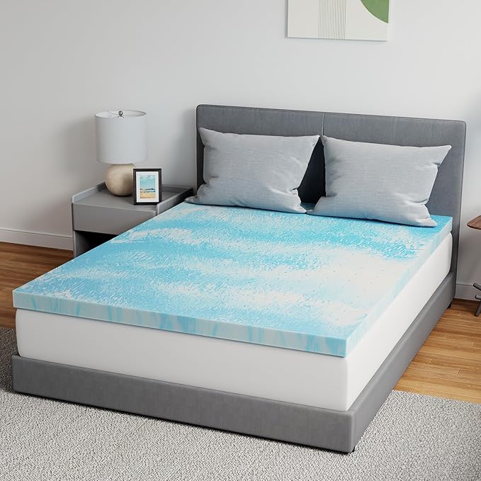 Novilla Memory Foam Mattress Topper King - 2 Inch Cooling Gel Infused Memory Foam | Slow-Rebound Pressure Relief | CertiPUR Certified | Comfort for Sleeper Sofa, RV, Camper, Dorm Room