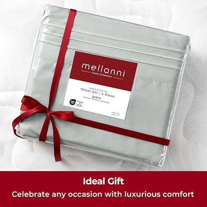 Mellanni Extra Deep Twin XL Sheets - 3 PC Iconic Collection Bedding - Hotel Luxury, Ultra Soft, Cooling Bed Sheets - Wrinkle, Fade, Stain Resistant (Twin Extra Long, Spa Mint)