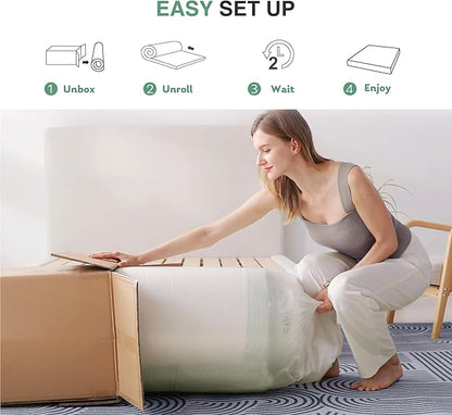 Twin Mattress in a Box, 12 inch Mattresses Made in USA for Kids Bed Single Size Daybed Individual Bunk, Green Tea Memory Foam Mattress for Cool Sleep & Pressure Relief, Medium Firm