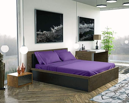 DREAMCARE King Size Sheets Set – 6 pcs Cooling Bed Sheets – up to 15” Deep Pocket King Sheet Set – 2500 Supreme Collection – Extra Soft 100% Brushed Microfiber Hotel Luxury with Side Pocket – Purple