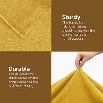 Utopia Bedding Fleece Blanket Twin Size Gold 300GSM Luxury Anti-Static Fuzzy Soft Microfiber Bed Blanket (60x80 Inch)