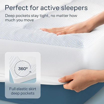 Niagara Cooling California King Mattress Topper - Pillow Top Mattress Cover Quilted Fitted Cooling Topper for Back Pain Deep Pocket Fits 20 Inches (72x84 Inches)
