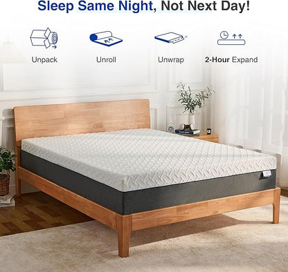 12 Inch Green Tea Memory Foam Mattress, Twin Memory Foam Mattress in a Box, Gel Infused Foam for Pressure Relief and Cool Sleep, CertiPUR-US Certified, Medium Firm