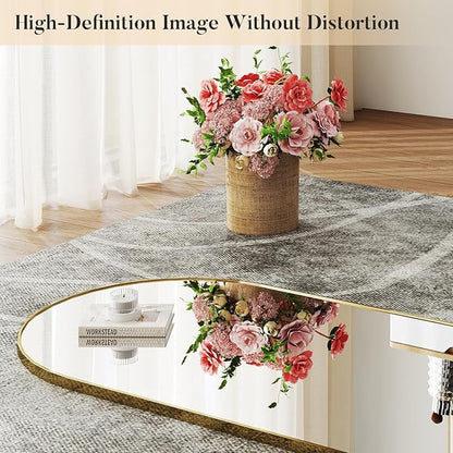 DUMOS Arched Wall-Mounted Full Length Mirror 60"x16" for Bedroom, Full Body Floor Mirror with Stand, Hanging or Leaning for Wall, Gold