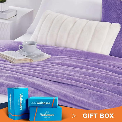Walensee Fleece Blanket Plush Throw Fuzzy Lightweight (Queen Size 90x90 Lavender) Super Soft Microfiber Flannel Blankets for Couch, Bed, Sofa Ultra Luxurious Warm and Cozy for All Seasons