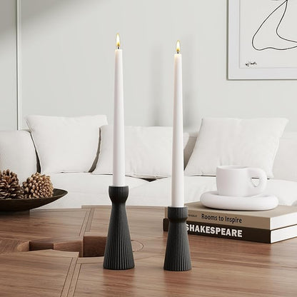 Taper Candle Holders for Candlesticks Ceramic Candle Stick Candle Holder- Set of 2 Decorative Candle Stand for Wedding Decor,Dinner Party and Table Centerpieces,Housewarming Gift Black