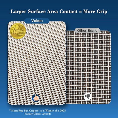 Veken Non Slip Rug Pad Gripper 8 x 10 Feet Extra Thick Pads for Any Hard Surface Floors, Keep Your Rugs Safe and in Place, Under Carpet Anti Skid Mat
