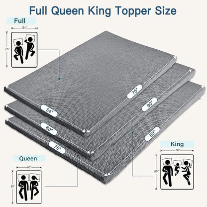 Airensky 4 Inch Memory Foam Mattress Topper, Cooling Gel Infused High Density King (76"x80") Topper with Removable Skin-Friendly Cover, Bed Topper for Pressure Relief Back Pain, CertiPUR-US Certified