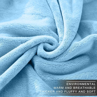 Fleece Blankets for All Season - Premium Lightweight Anti-Static Throw for Twin/Twin XL Size Bed Extra Long Soft Brush Fabric Warm Sofa Thermal Blanket 66" x 90"(Washed Blue)