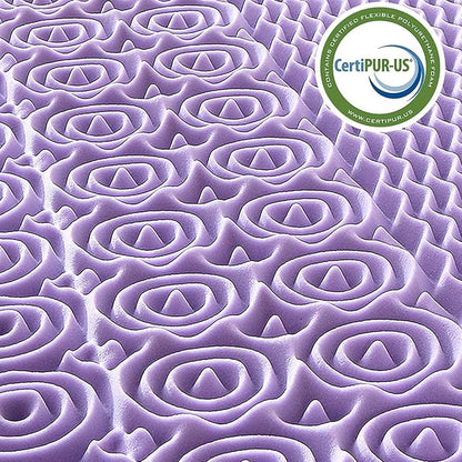 MUXHOMO 3 Inch 7-Zone Queen Mattress Topper, Egg Crate Foam Mattress Topper Queen Size for Back Pain, Lavender Cooling Gel Infused Bed Pad, CertiPUR-US and Oeko-TEX Certification (60"×80")