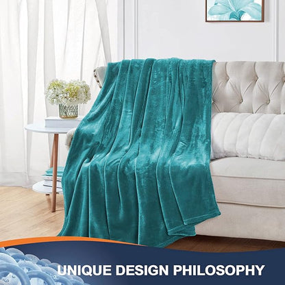 Walensee Fleece Blanket Plush Throw Fuzzy Lightweight (Throw Size 50x60 Teal) Super Soft Microfiber Flannel Blankets for Couch, Bed, Sofa Ultra Luxurious Warm and Cozy for All Seasons
