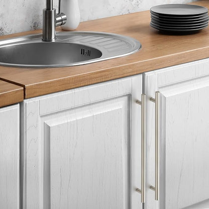 JOY DECOR 10 Pack Cabinet Handles, Brushed Nickel Cabinet Pulls, 10 in Hole Center Kitchen Cabinet Handles, Stainless Steel T Bar Handles for Dresser Drawers
