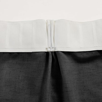 Black Curtains Semi Sheer 84 Inches Long, Linen Textured Light Filtering Drapes for Living Room Bedroom, Dark Moody Modern Farmhouse Window Decor, Pinch Pleat Curtain with Hooks