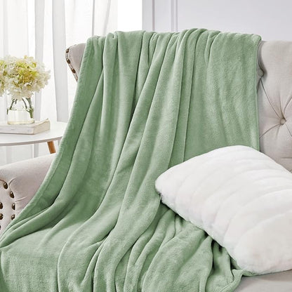 Walensee Fleece Blanket Plush Throw Fuzzy Lightweight (Throw Size 50x60 Sage Green) Super Soft Microfiber Flannel Blankets for Couch, Bed, Sofa Luxurious Warm and Cozy for All Seasons