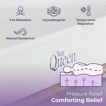 NapQueen 12 Inch Twin Size Mattress, Bamboo Charcoal Memory Foam Mattress, Bed in a Box, White
