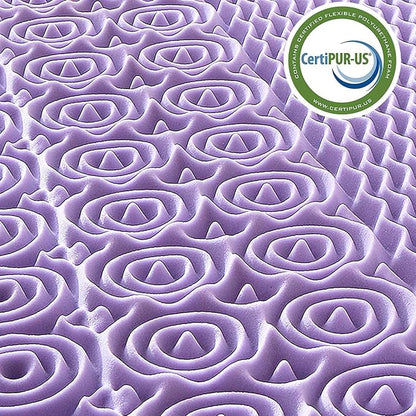 MUXHOMO 2 Inch 7-Zone King Mattress Topper, Egg Crate Foam Mattress Topper King Size for Back Pain, Lavender Cooling Gel Infused Bed Pad, CertiPUR-US and Oeko-TEX Certification (76"×80")