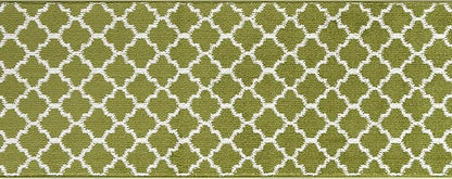 Custom Size Moroccan Trellis Runner Rug Mat for Wide Hallway Entryway Kitchen Laundry Room with Slip Resistant Latex Rubber Backing, Trellis Green, 31 inch X 10 feet