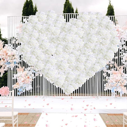 Zeyune 150 Pcs Hydrangea Artificial Flowers, Silk Flower Heads with Stems, Fake Hydrangea Bouquet for Wedding Arch Centerpiece DIY Floral Home Decoration (White)