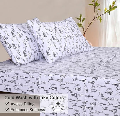 RUVANTI Flannel Sheets California King Size - 100% Cotton Brushed Cal King Bed Sheets Set - Deep Pockets 14 Inches - All Seasons Breathable & Extra Soft - Warm & Cozy, 4 Piece, Dry Winter
