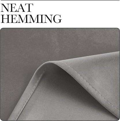 NICETOWN Room Darkening Cafe Satin Curtains for Small Windows, 42" Wide by 84" Long, 2 Panels, Chrome Gray, Grommet Privacy Blackout Drapes for Play Room