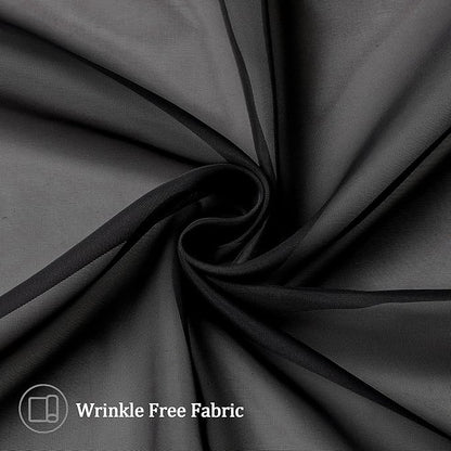 Aiyufeng Black Curtains - Farmhouse Semi Sheer Window Covering, Light & Airy Privacy Panels for Bedroom, Living Room, Patio, Glass Door, 40 inch Width x 45 inch Length, Set of 2