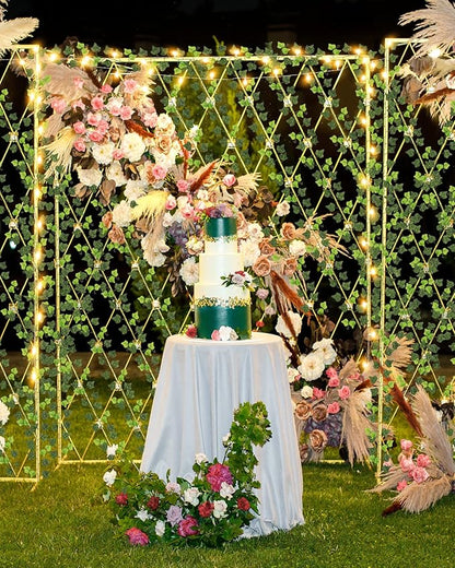 JACKYLED 90Ft 12 Pack Artificial Ivy Garland with 200 LED String Light, Fake Ivy Garland Vines with Deep Green and Light Green Leaves, Hanging Vines Fake Plants for Bedroom Garden Party Wall Decor
