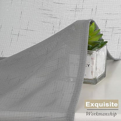 Aiyufeng Kirei Elegant Grey Linen Look Sheer Curtains for Window Decor, Rod Pocket Gray Flax Window Treatment Privacy with Light Filter Vertical Drapes for Bedroom, Charcoal Grey, W40 x L63, 2 Panels