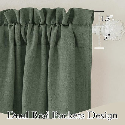 RYB HOME Spring Curtains for Living Room, Light Filtering Privacy Protection Linen Sheer Curtains for Sliding Glass Door, W 52 x L 90 inches, Hunter Green, 2 Panels Set