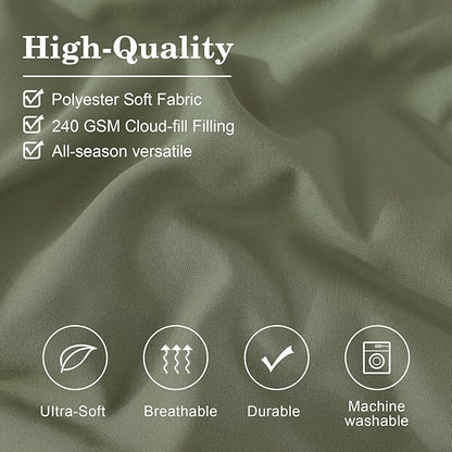 Monbix Queen Comforter Set - 7 Pieces Light Sage Green Bed in a Bag Queen Bedding Sets with Comforters, All Seasons Down Alternative Comforter Bed Set with Sheets, Pillowcases & Shams